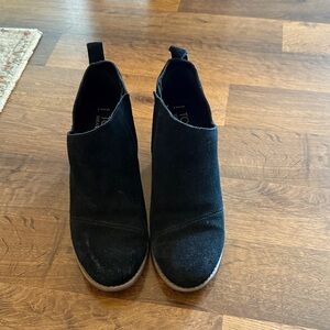 Toms Black Suede Wedge Booties